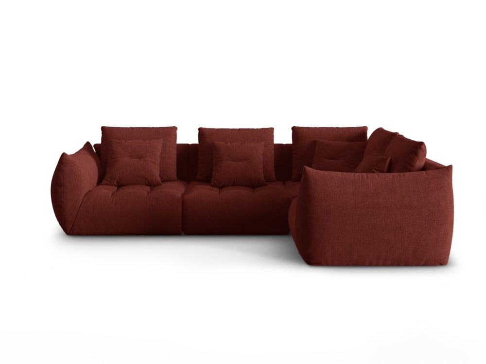 Canapé d'angle droit modulaire 3 places en tissu structurel rouge