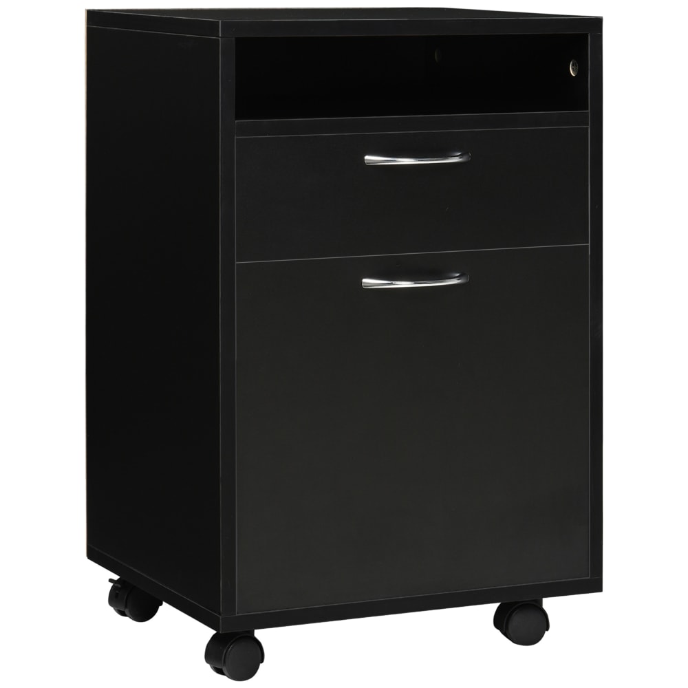 Homcom Rollcontainer Büro, schwarz, Partikelpaneele - Spanplatte