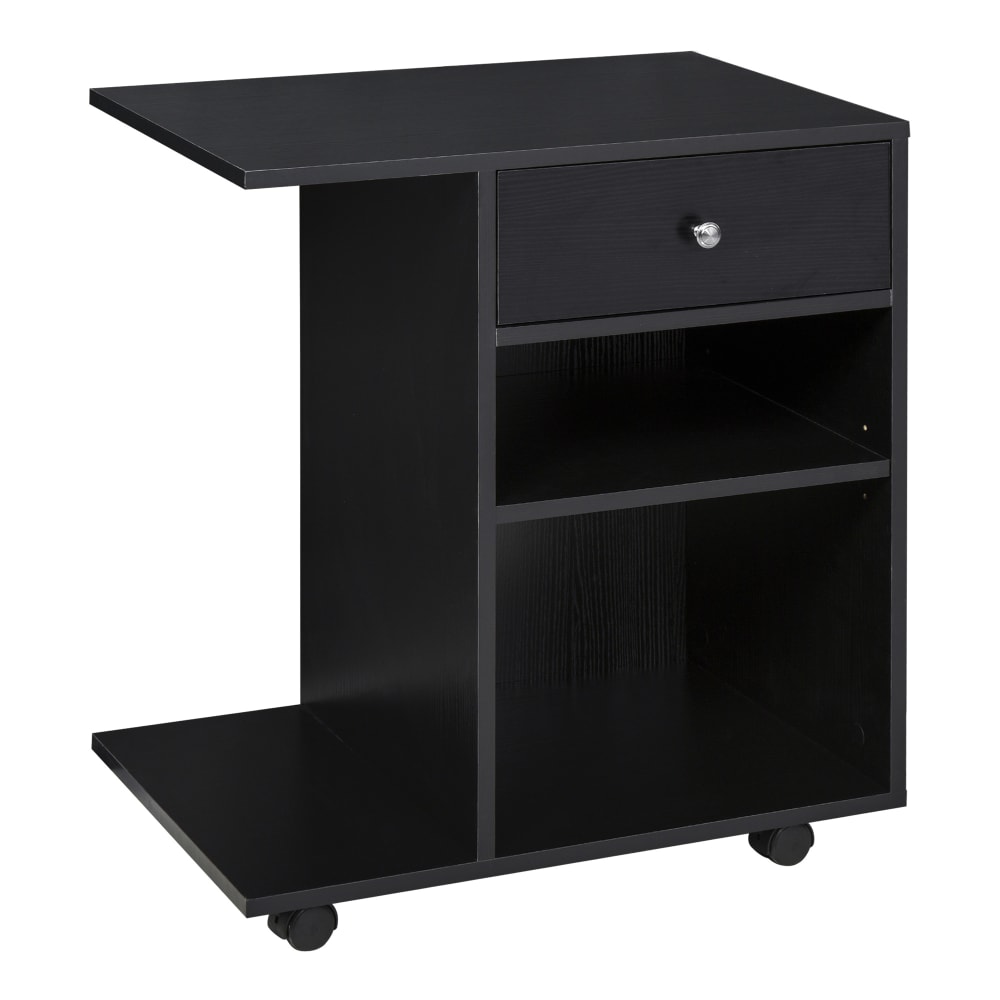 Support d'imprimante caisson 2 niches tiroir panneaux particules noir Support d'imprimante caisson 2 niches tiroir panneaux particules noir