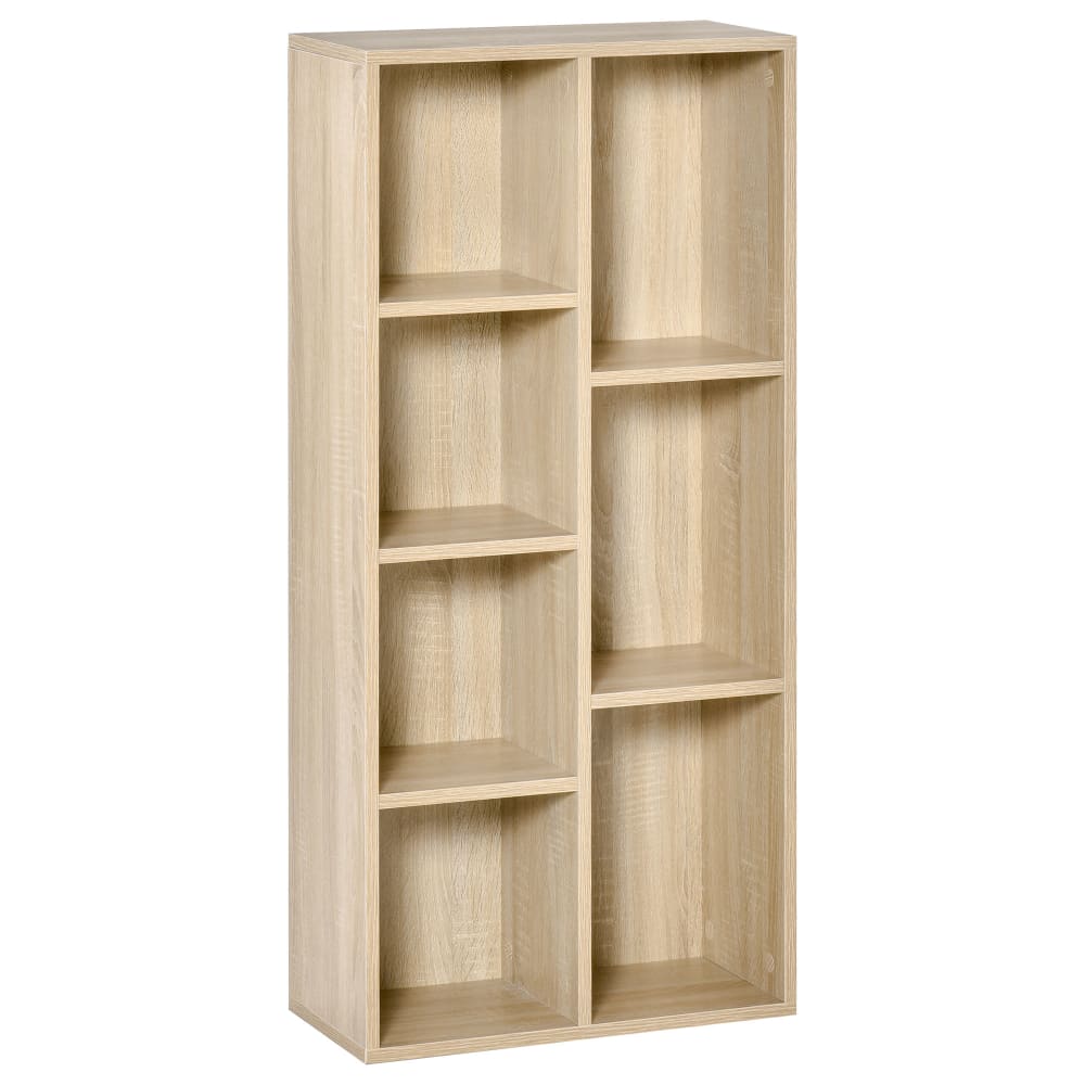 Homcom Naturholz-Cube-Etagere, 7 Fächer Beige Spanplatte