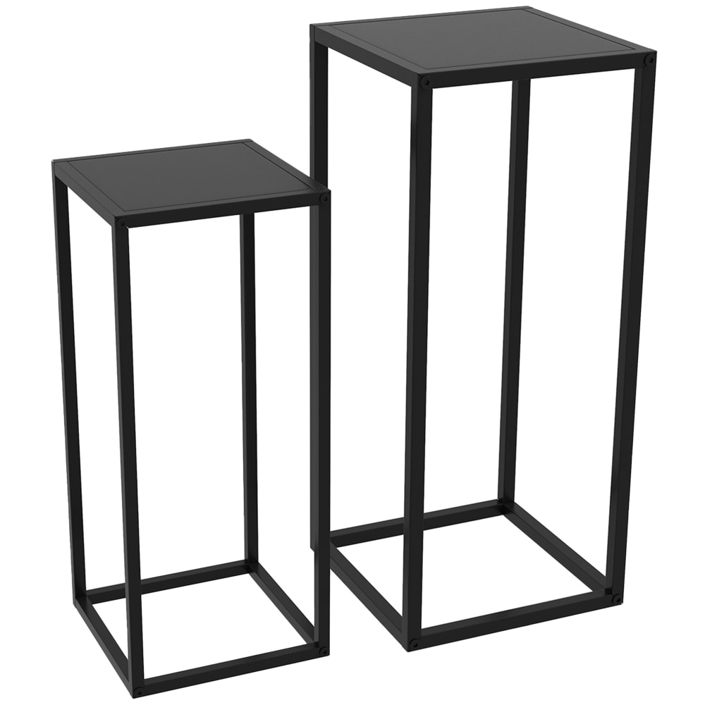 Supports pot de fleurs lot de 2 acier noir — Beyit