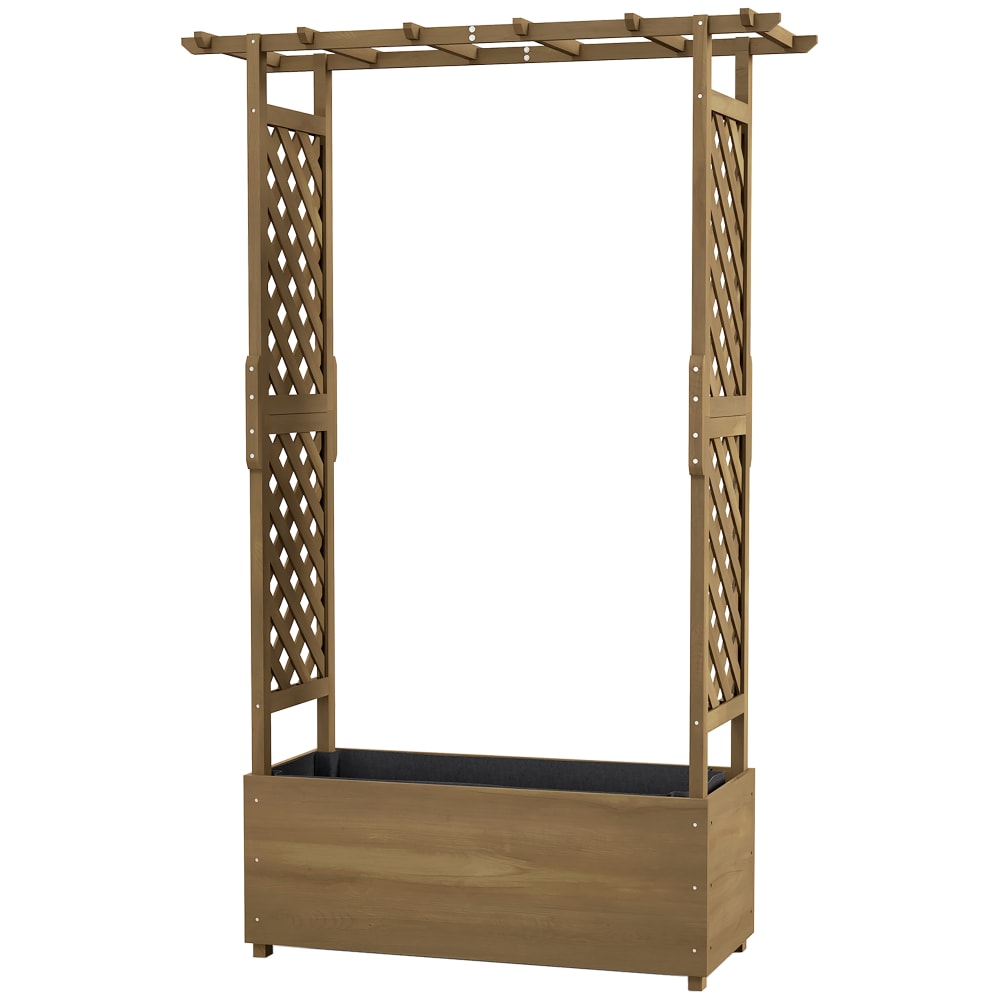 Jardinière avec treillis et arche en bois massif marron