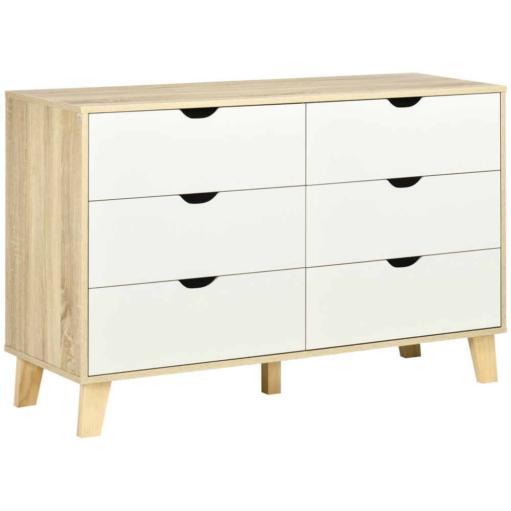 Commode 6 tiroirs style scandinave bois blanc