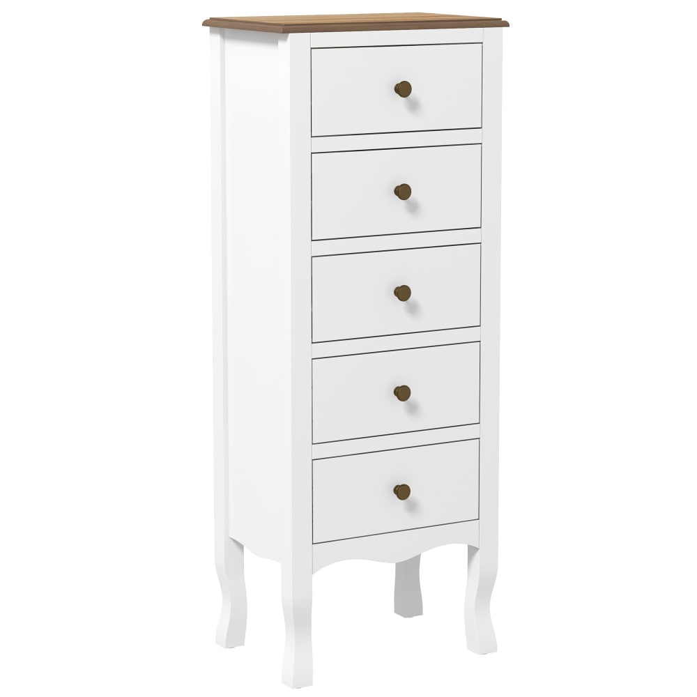 Commode 5 tiroirs compact métal blanc