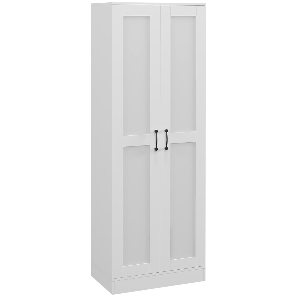 Armoire 2 portes meuble rangement 5 étagères blanc