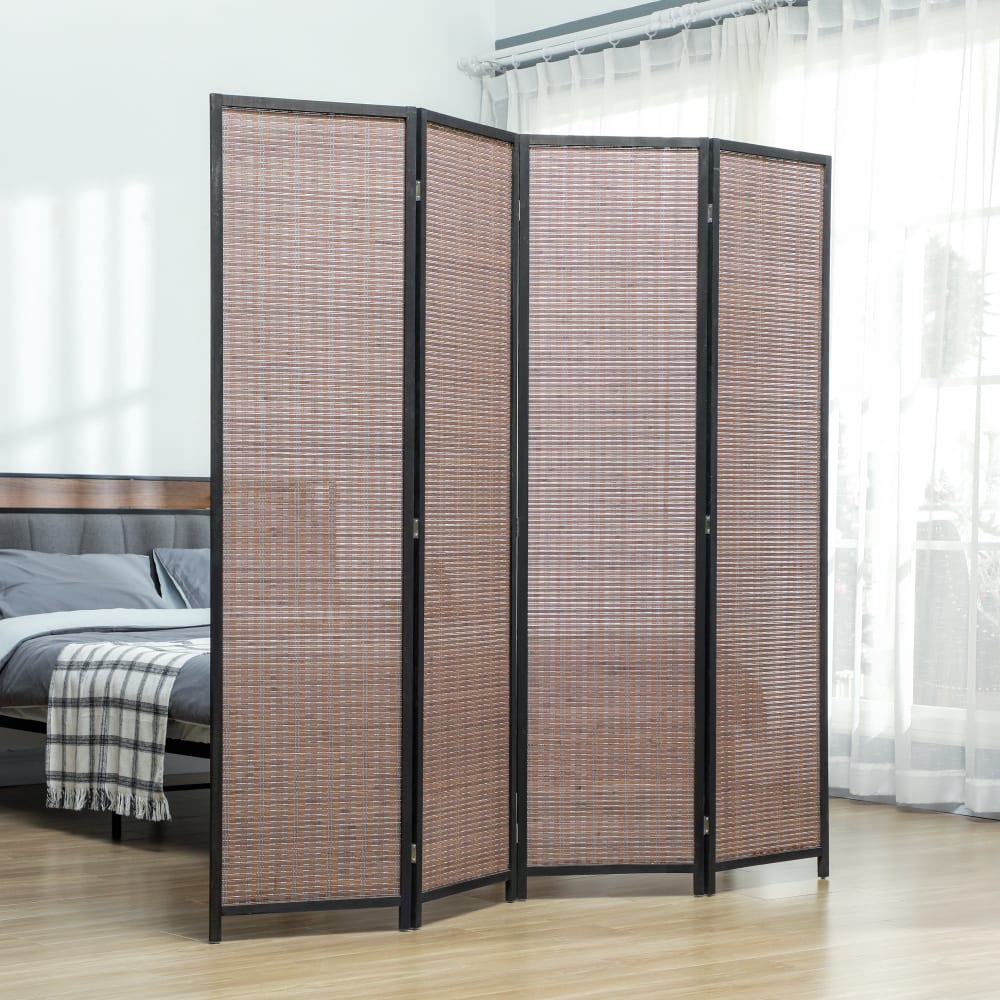 Paravent intérieur 4 panneaux bois marron — vue 4