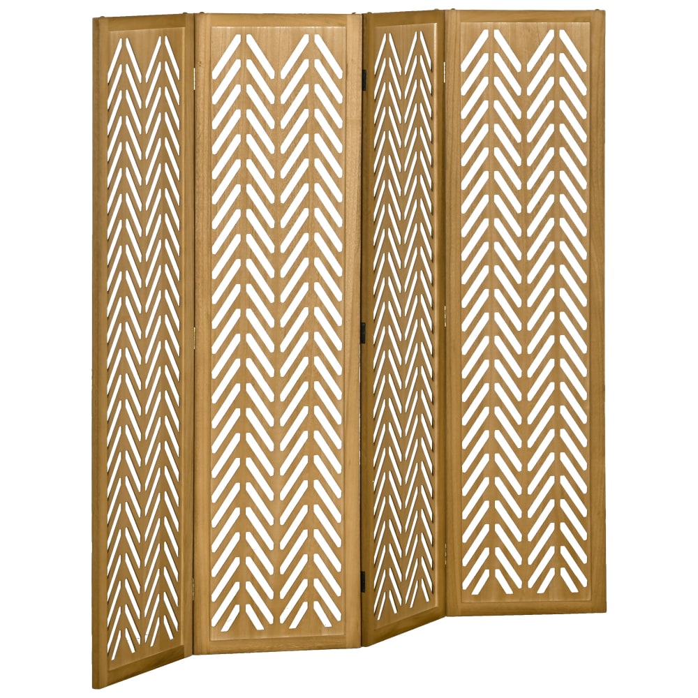Paravent en bois ajouré pliable bois naturel
