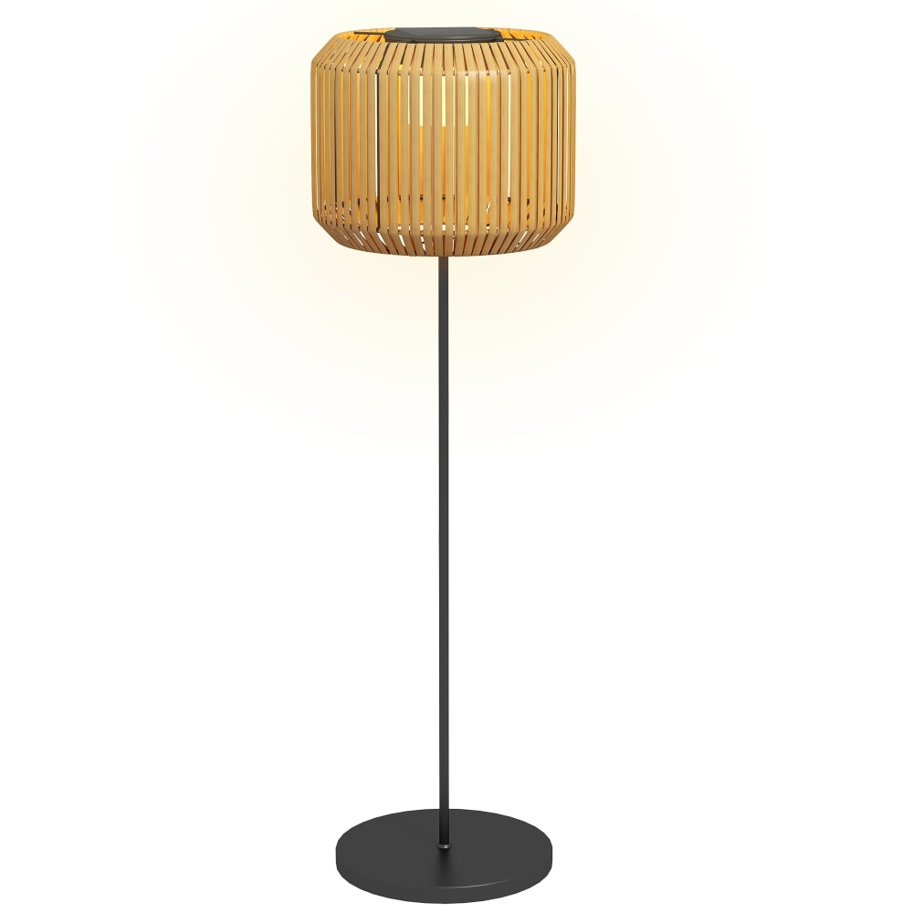 Lampadaire solaire extérieur capteur lumière en résine tressée jaune