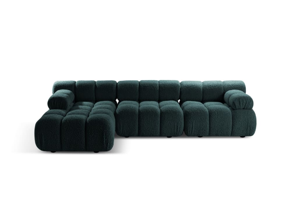 Canapé d'angle gauche modulaire 4 places en bouclé pétrole