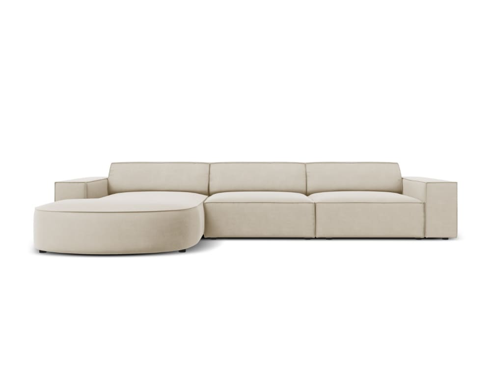 Canapé d'angle gauche 4 places en velours beige foncé