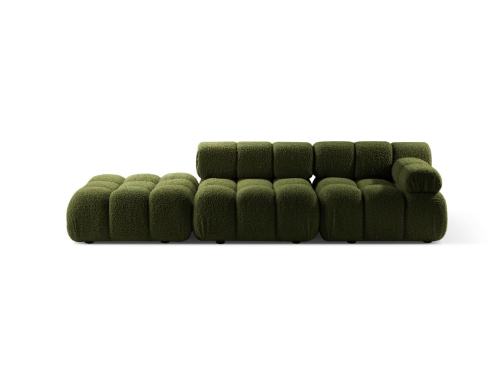 Canapé modulable droit 4 places en bouclé vert