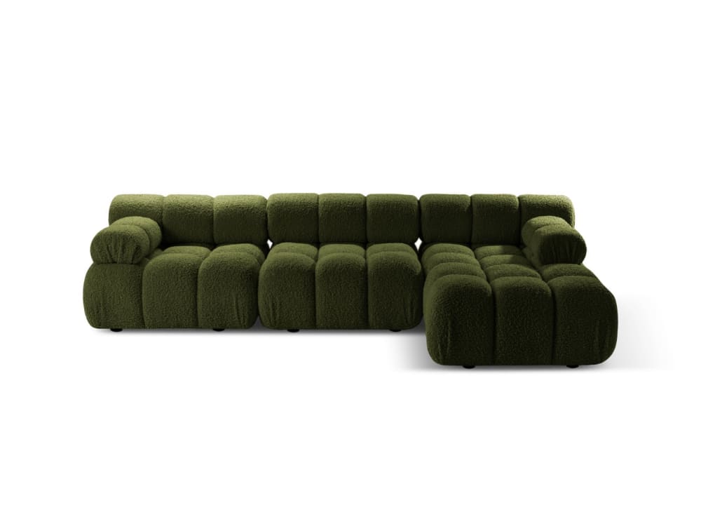 Canapé d'angle droit modulaire 4 places en bouclé vert