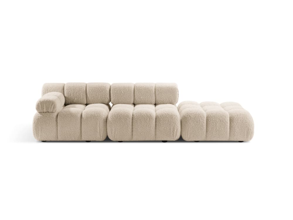 Canapé modulable gauche 4 places en bouclé beige clair