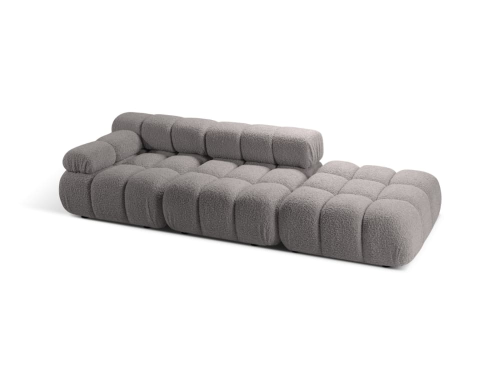 Canapé modulable gauche 4 places en bouclé gris clair