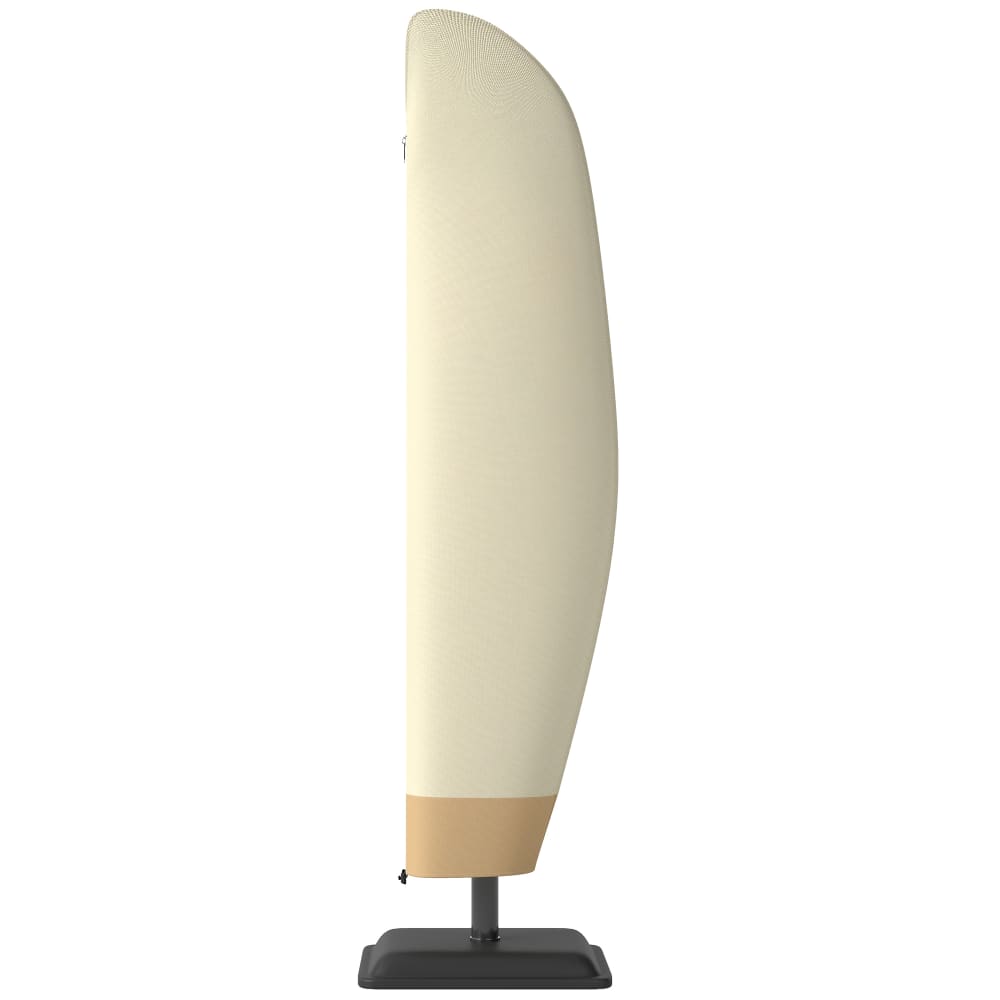 Housse protection parasol déporté fermeture éclair tissu beige/café