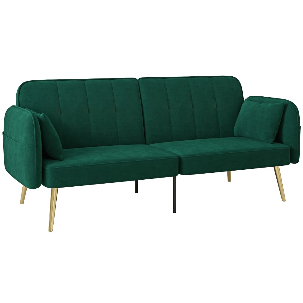 Canapé convertible 2 places velours vert foncé