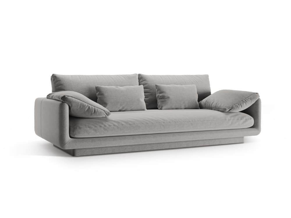 Canapé 3 places en tissu structurel gris clair