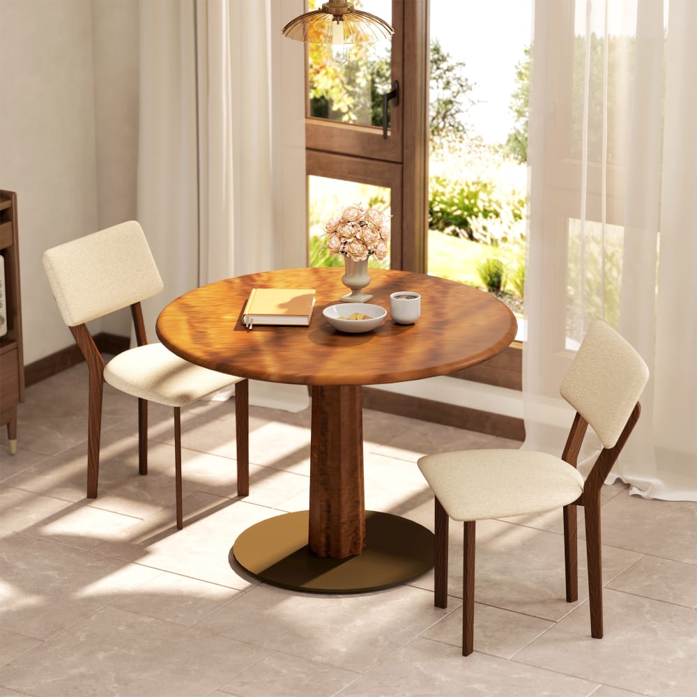 Massivholz-Esszimmerstühle, Leinenstoff, beige - Maisons Du Monde