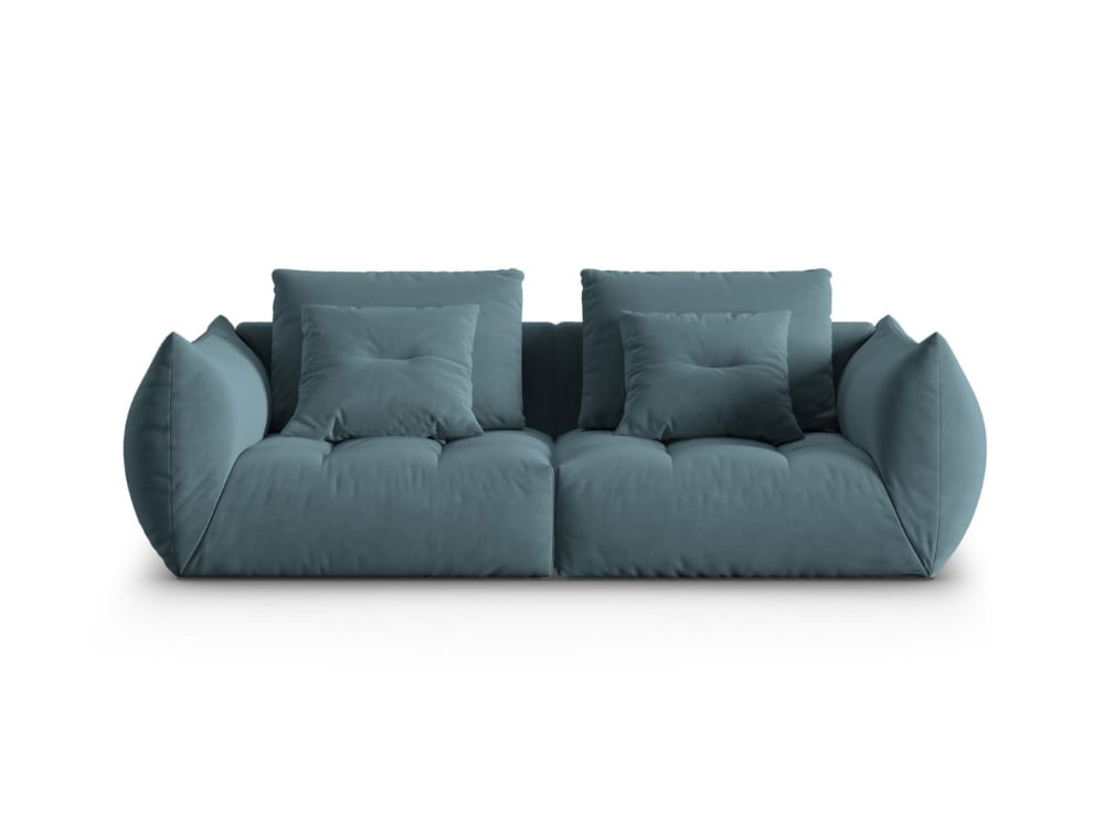 Canapé modulaire 3 places en velours bleu pastel