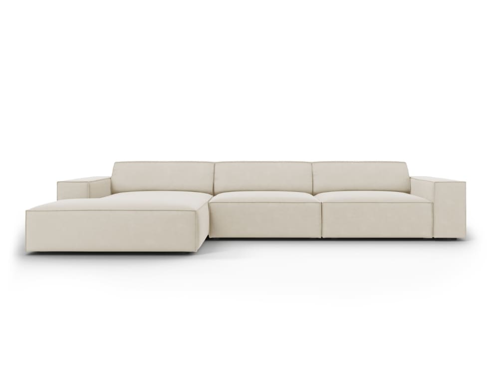 Canapé d'angle gauche 4 places en velours beige foncé