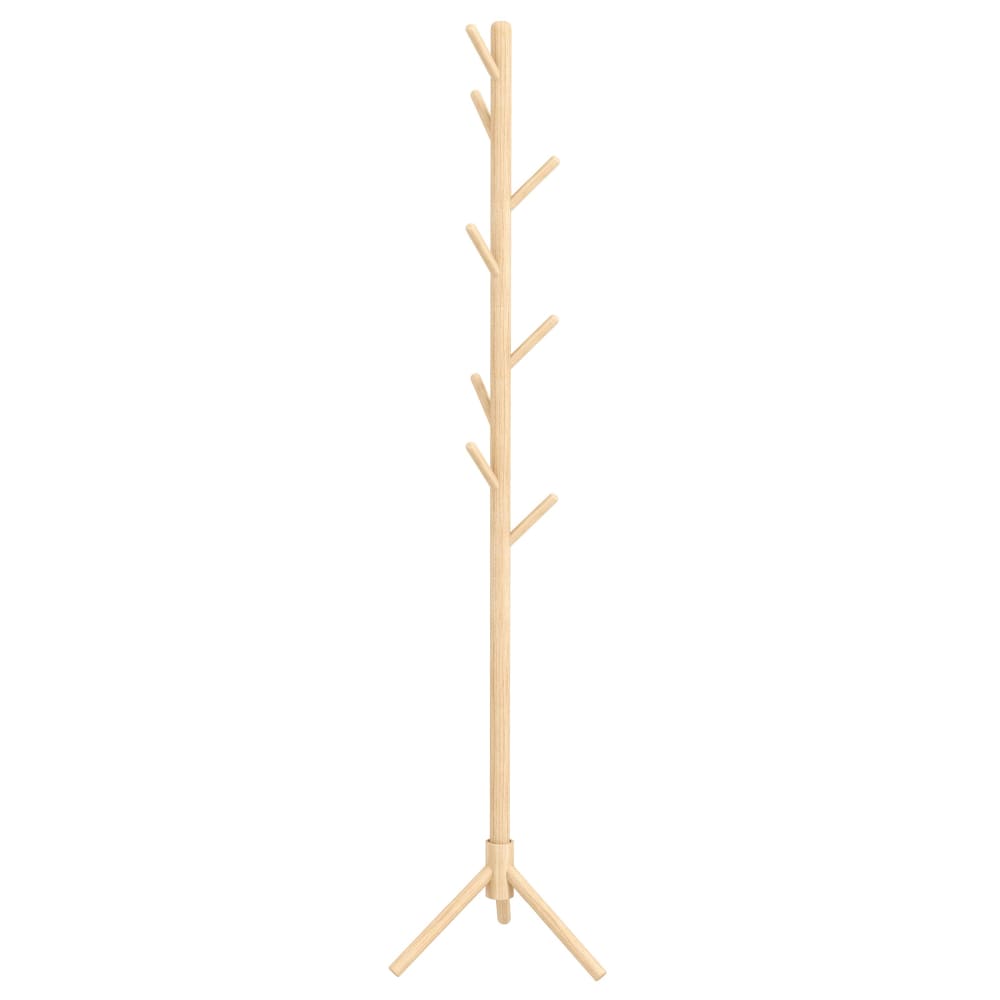 Portemanteau sur pied 8 patères en bois naturel