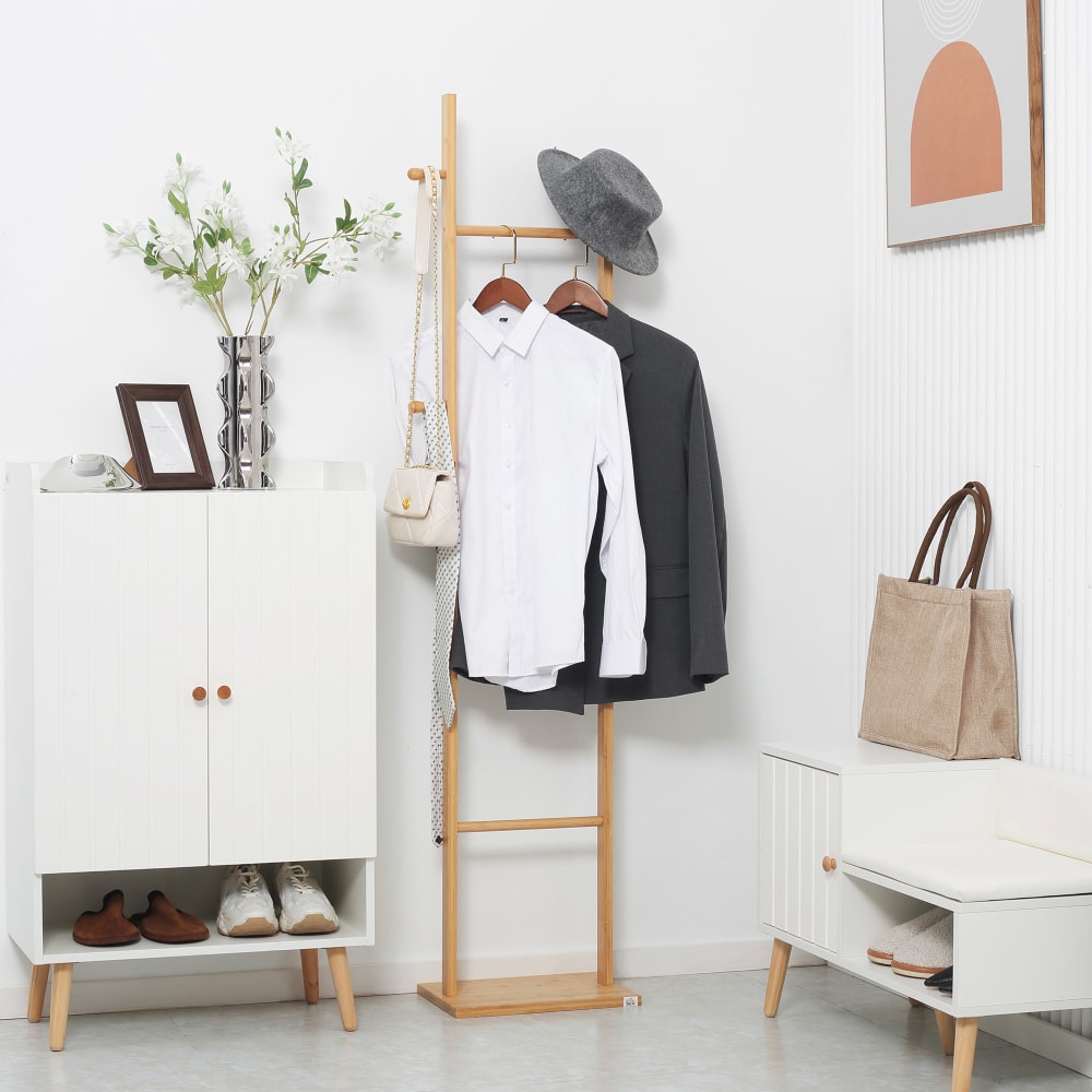 Homcom Standgarderobe Naturholz Beige Bambus