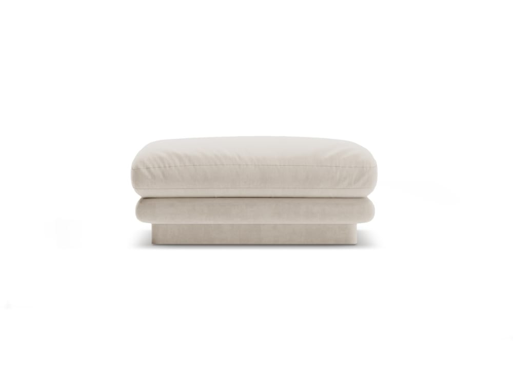 Pouf en velours écru
