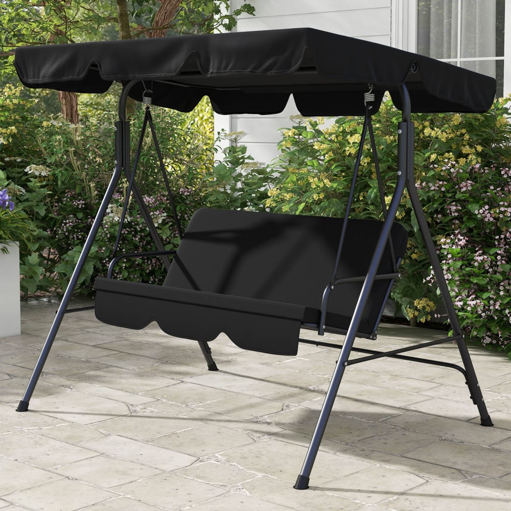 Balancelle de jardin 3 places polyester noir