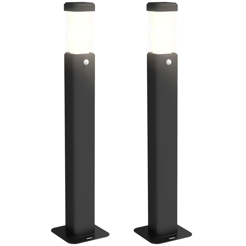 Bornes lumineuse led détecteur aluminium noir