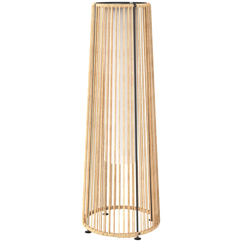 Lampadaire led de jardin style colonial résine tressée beige