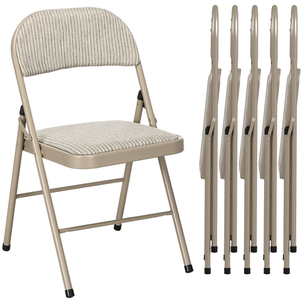 Chaises pliantes lot de 6 lin et acier beige