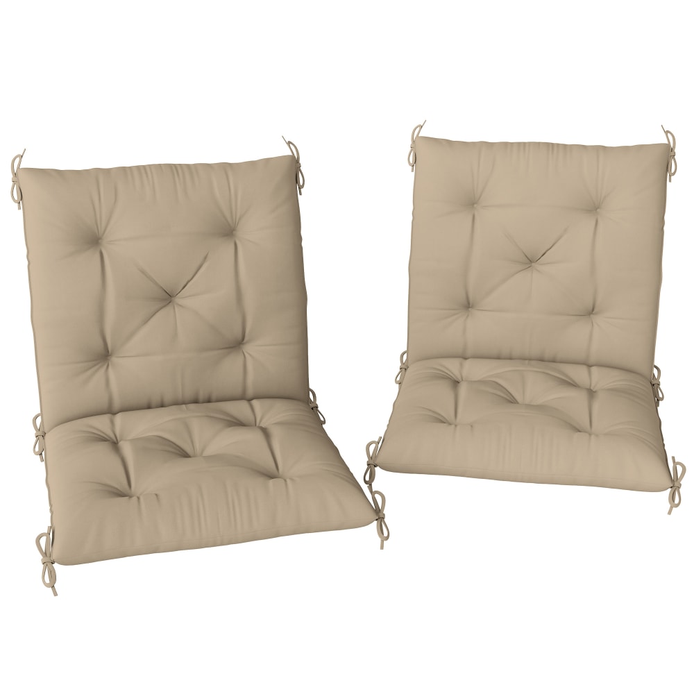 Lot de 2 coussins de chaise d'extérieur attaches polyester coton beige