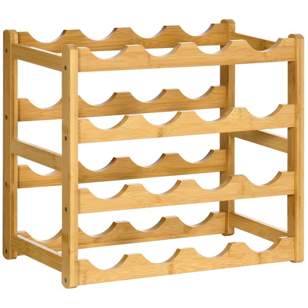 Casier porte-bouteilles 4 niveaux bambou naturel