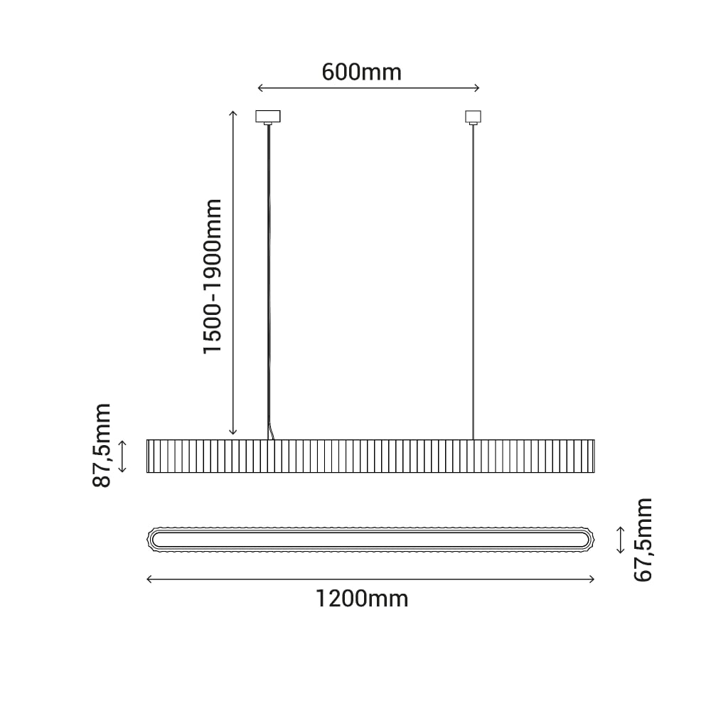 Lampe suspension salon plâtre Beige LED réglable 120 cm — vue 4