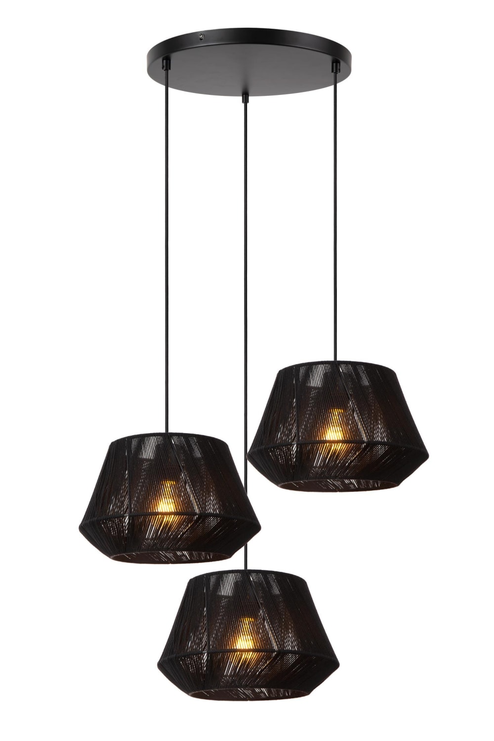 Suspension coton 3 lumières noir