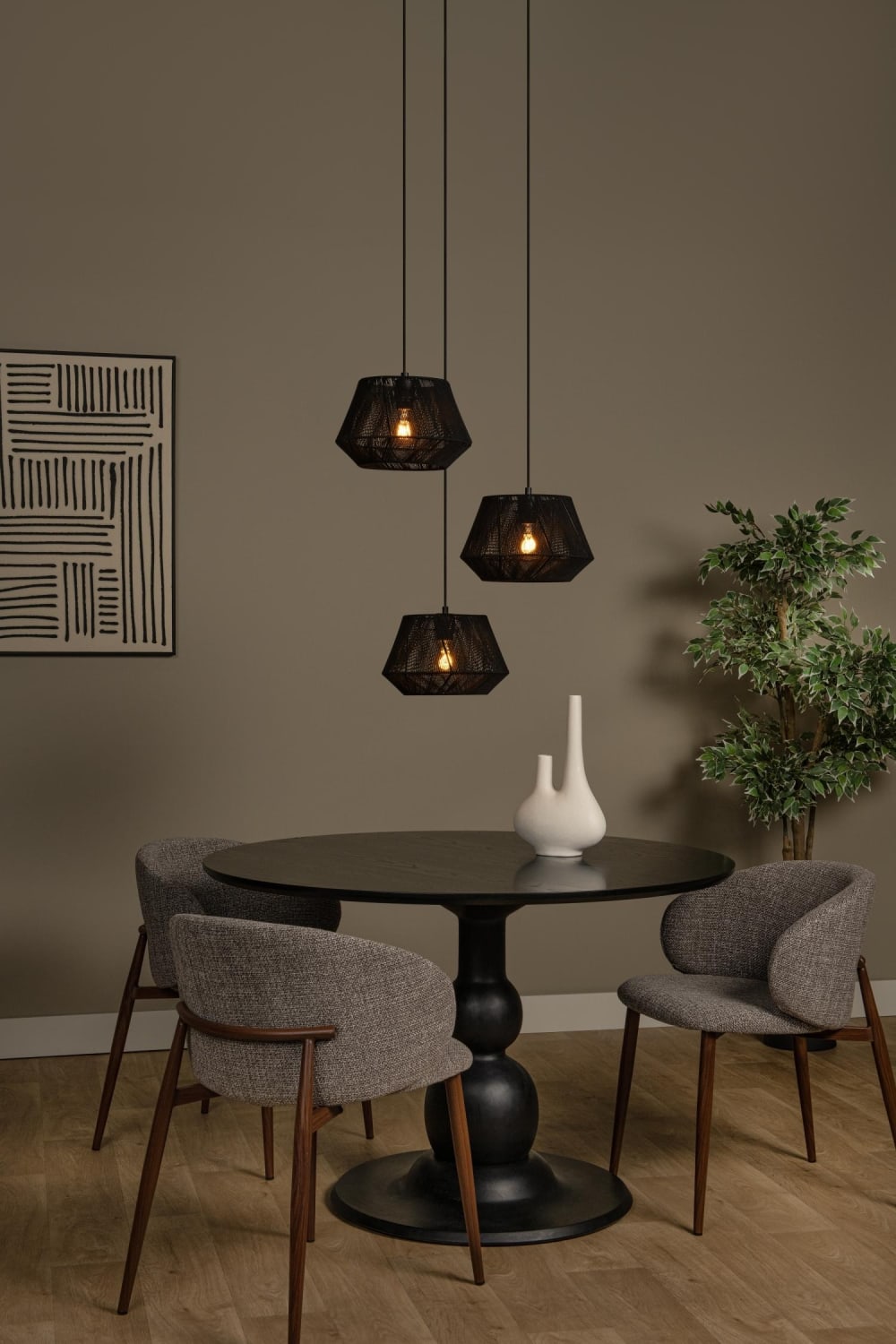 Suspension coton 3 lumières noir — vue 3