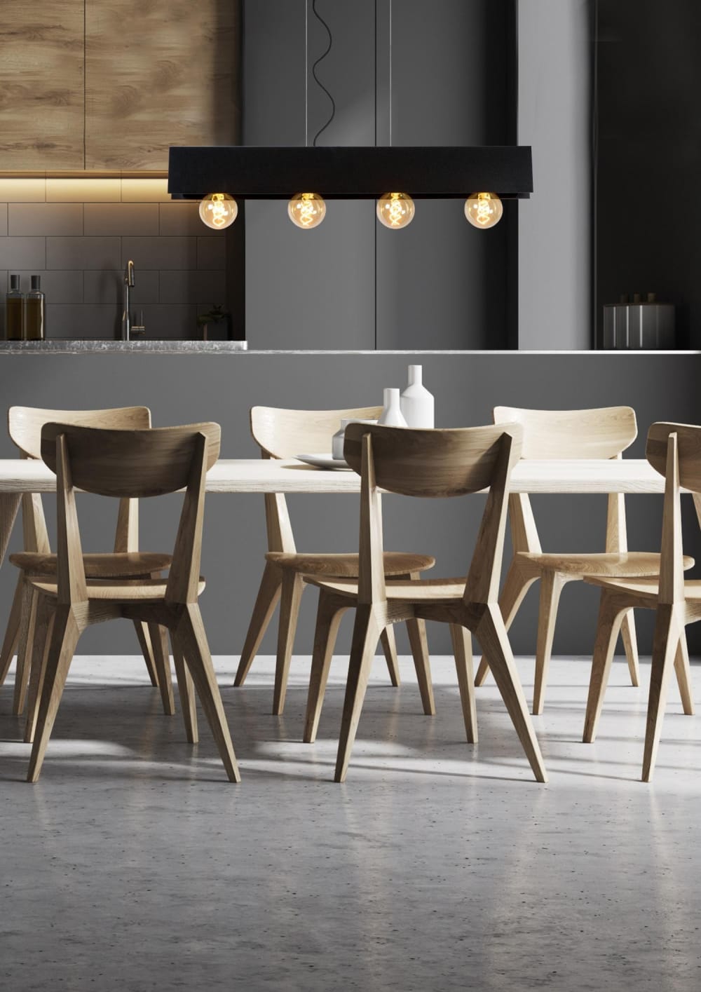Suspension métal 4 lumières noir — vue 3