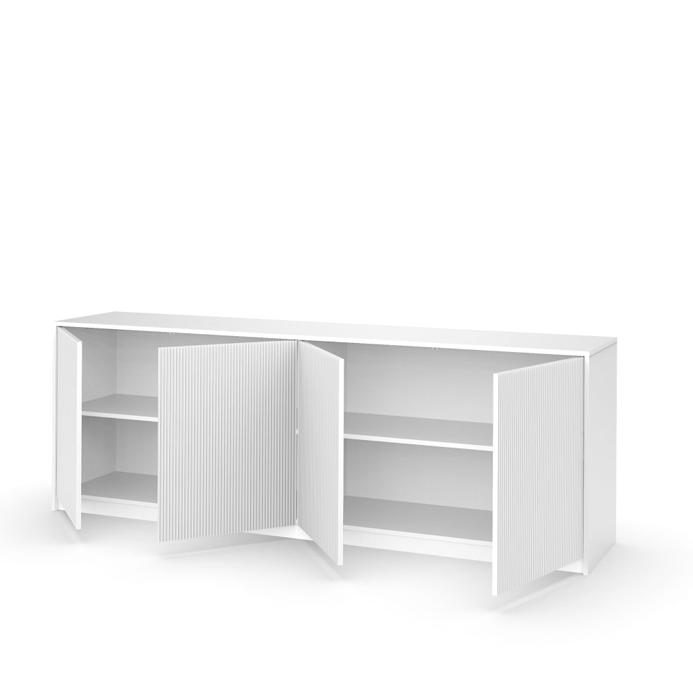 Buffet 4 portes en mélamine et MDF blanc