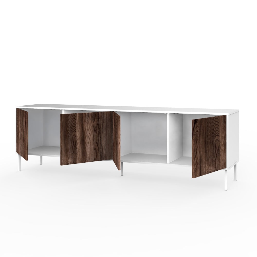 Buffet 4 portes en mélamine et MDF blanc/chêne Rio