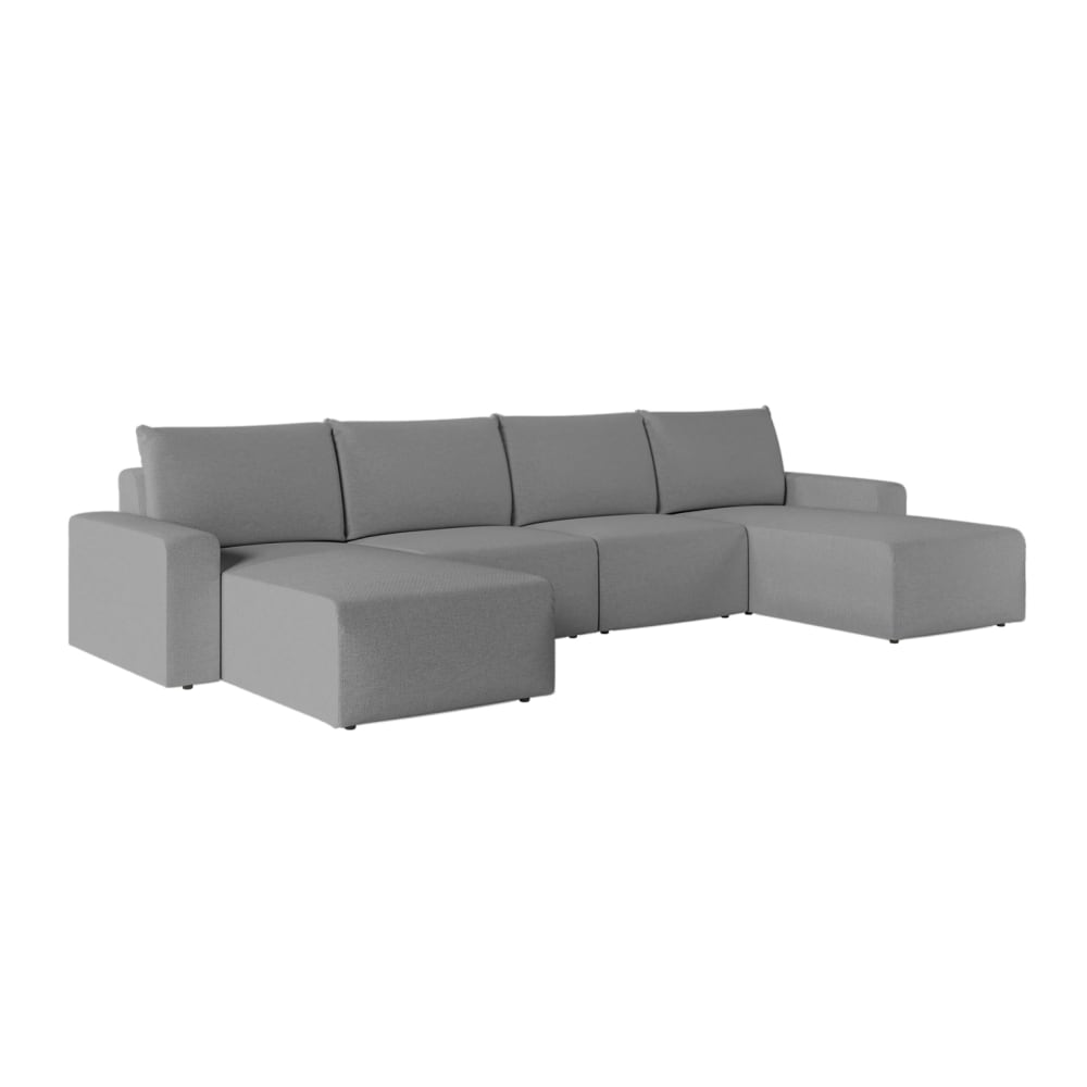Canapé panoramique fixe 6 places en tissu Gris