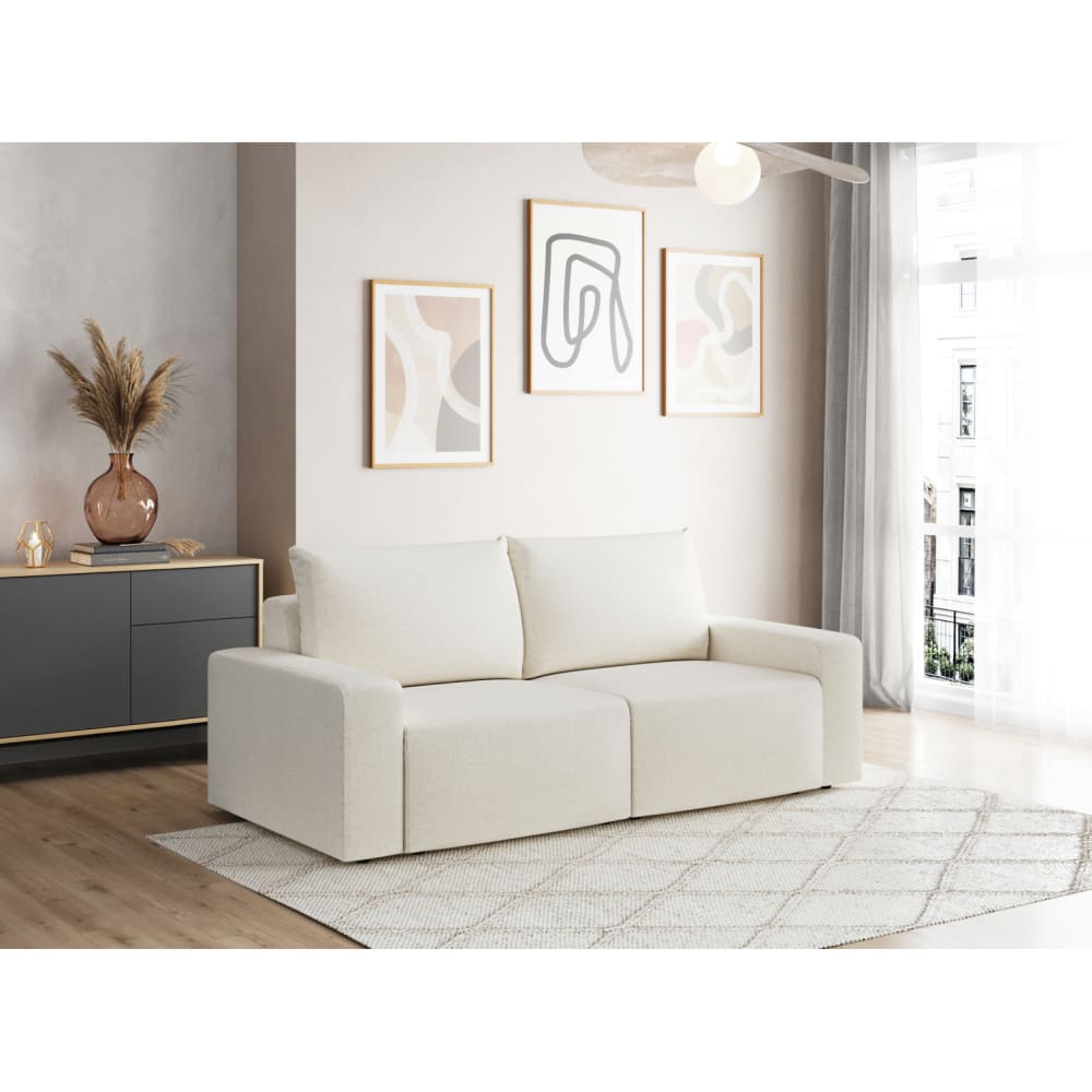 Canapé droit fixe 2 places en tissu Beige