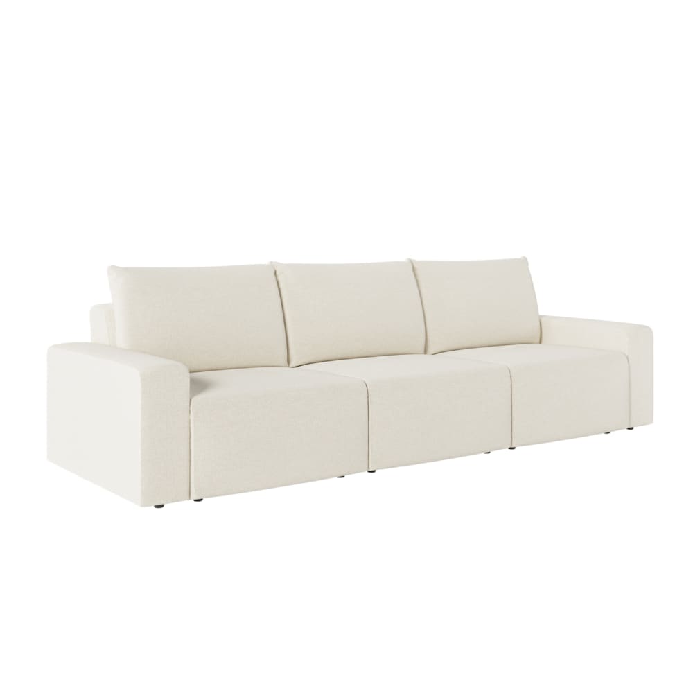 Canapé droit fixe 3 places en tissu Beige