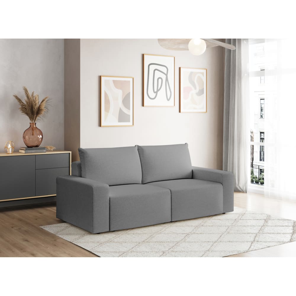 Canapé droit fixe 2 places en tissu Gris