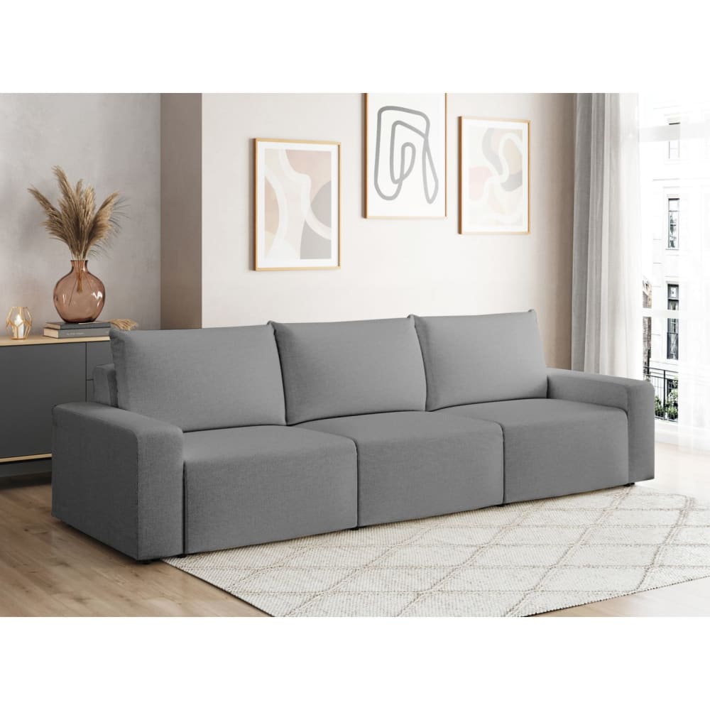 Canapé droit fixe 3 places en tissu Gris