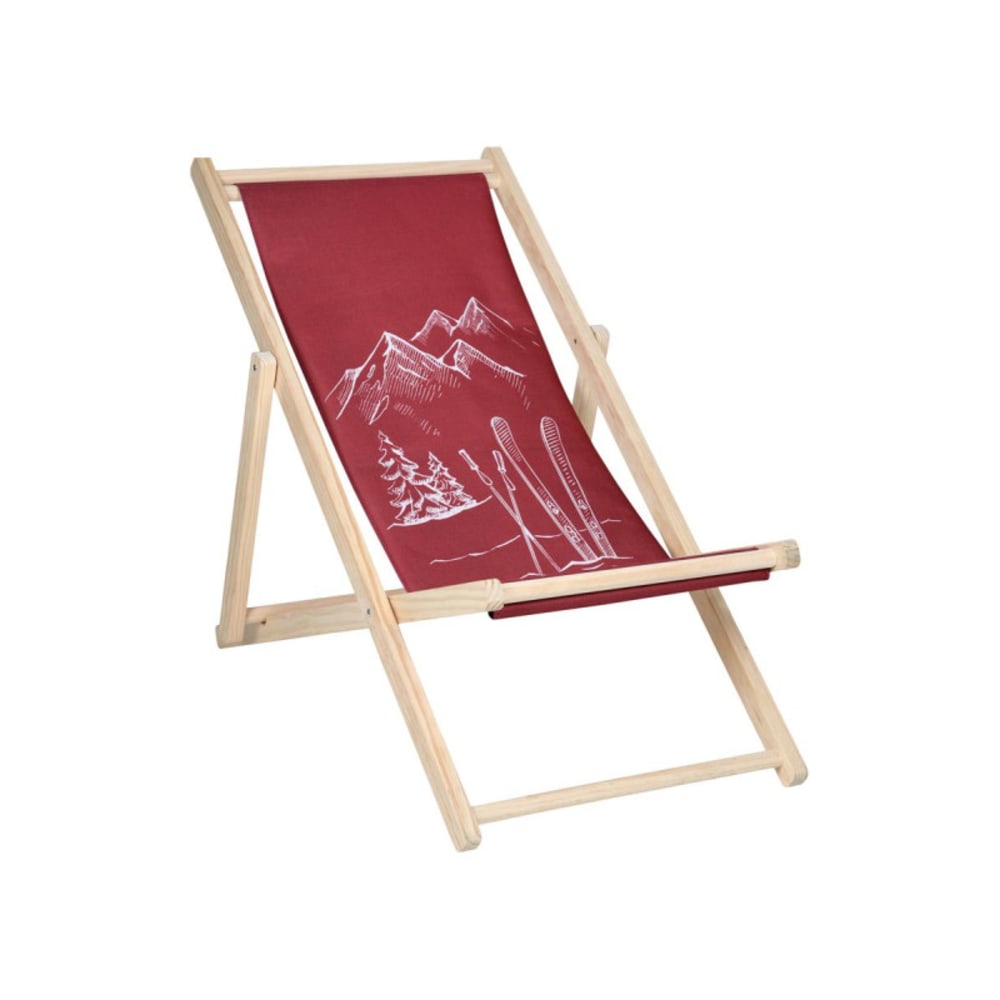 Chilienne rouge motifs montagne & ski 126 x 59 cm
