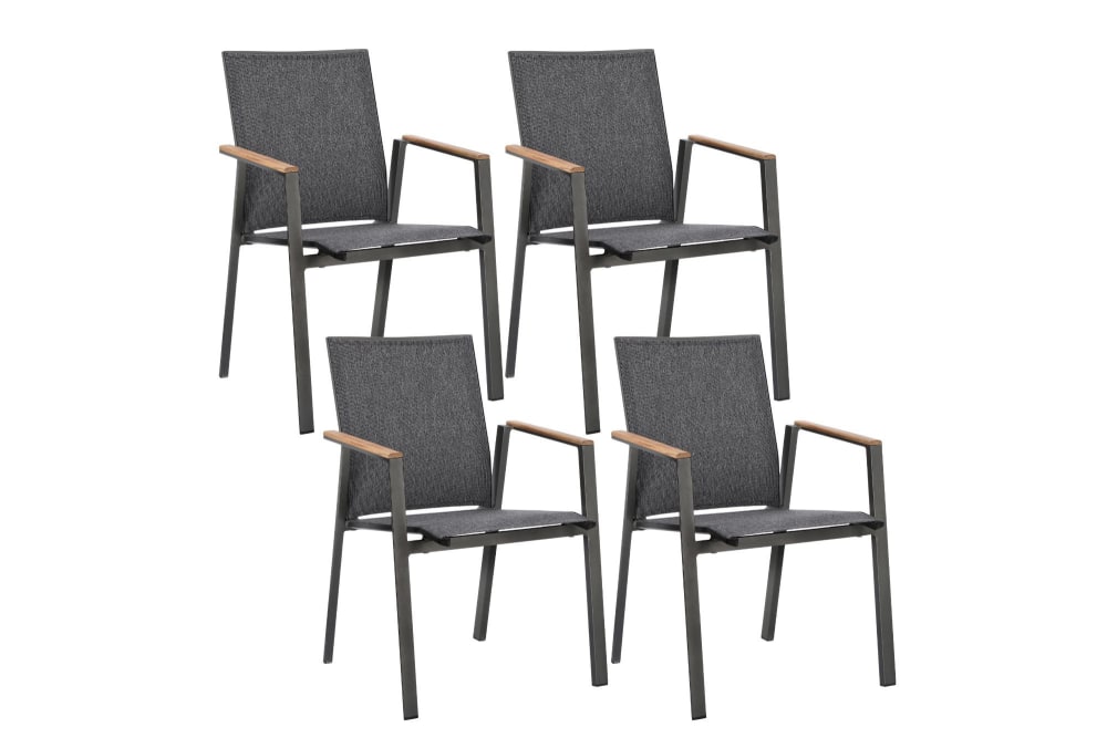 Lot de 4 chaises de jardin empilables en aluminium anthracite