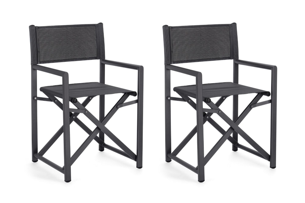 Lot de 2 chaises de metteur en scène pliables d'extérieur anthracite