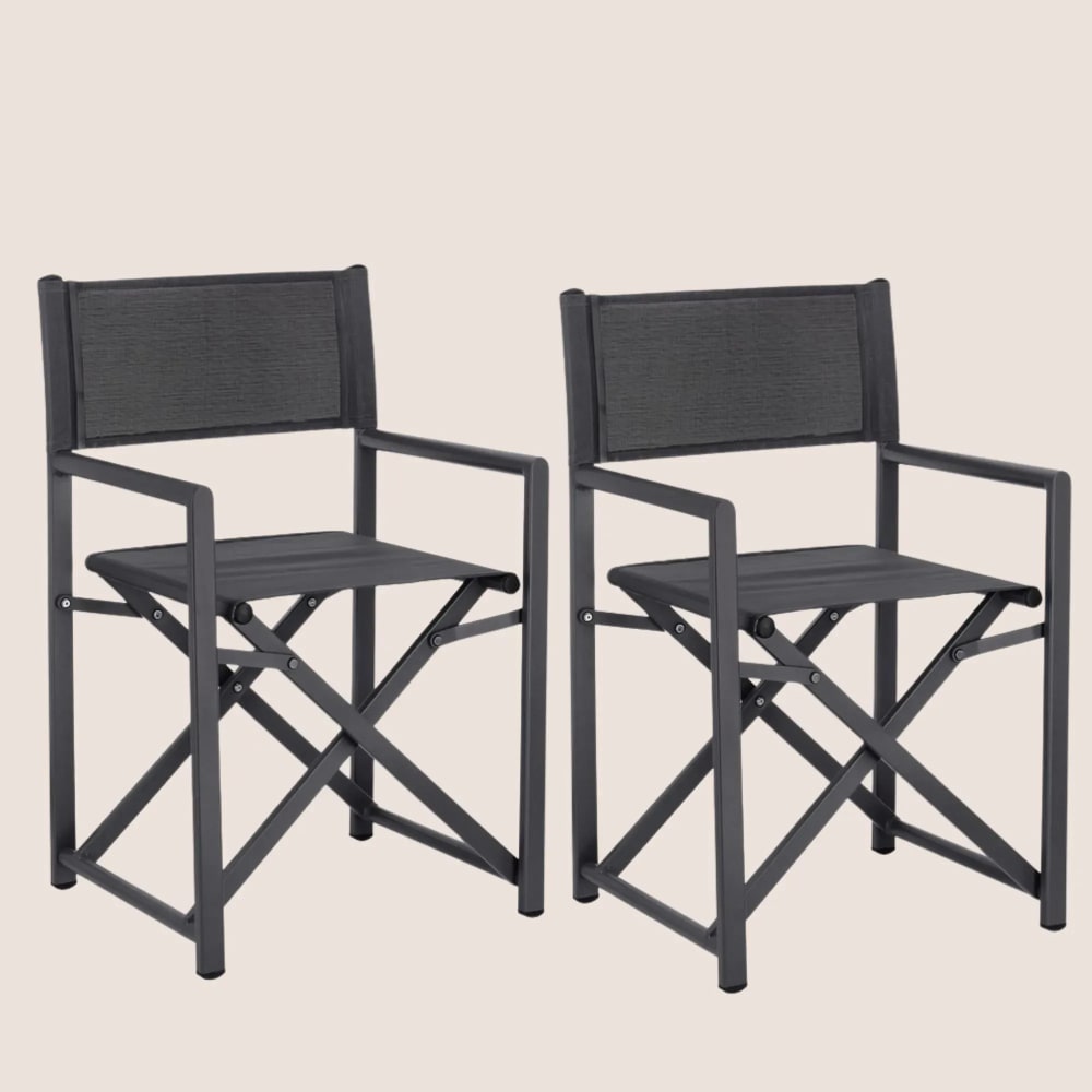lot de 2 chaises de metteur en scène pliables d'extérieur anthracite