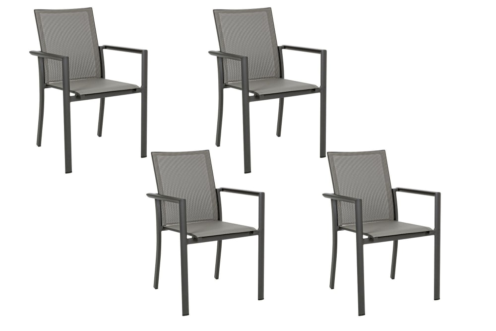 Lot de 4 chaises de jardin colorées en aluminium anthracite