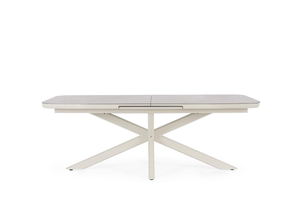 Table de jardin extensible pierre et métal L200/260 gris cendré